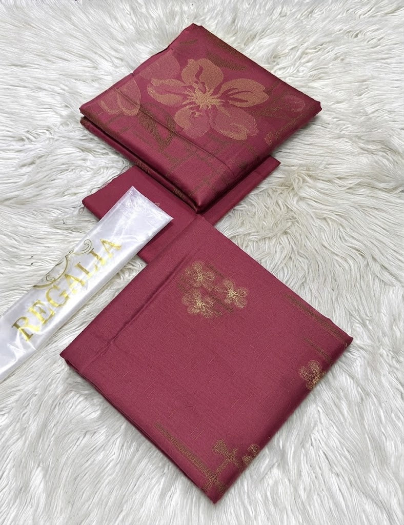 Premium Maroon Floral Jacquard Cambric 3-Piece Unstitched Collection