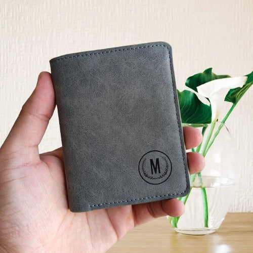 M / Logo Premium Slim Book Shape Leather Wallet for Men – Black