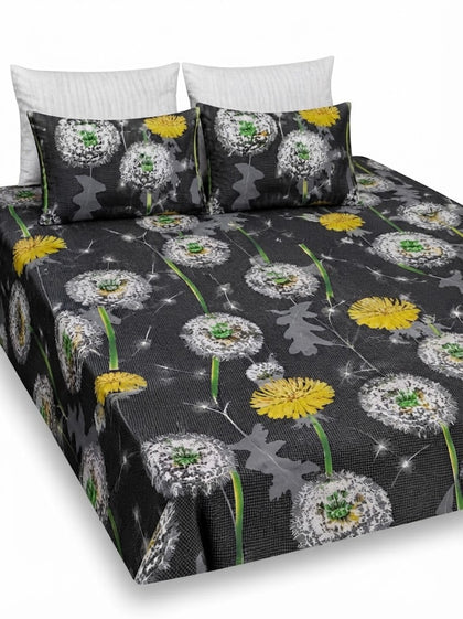 5-Piece Export Quality Pure Cotton King Size Dandelion Floral Bedsheet Set