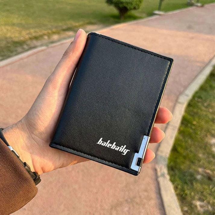 Baellerry Men's Zipper Wallet – Premium Leather Bifold Wallet with Card Holder & Coin Pocket - Black