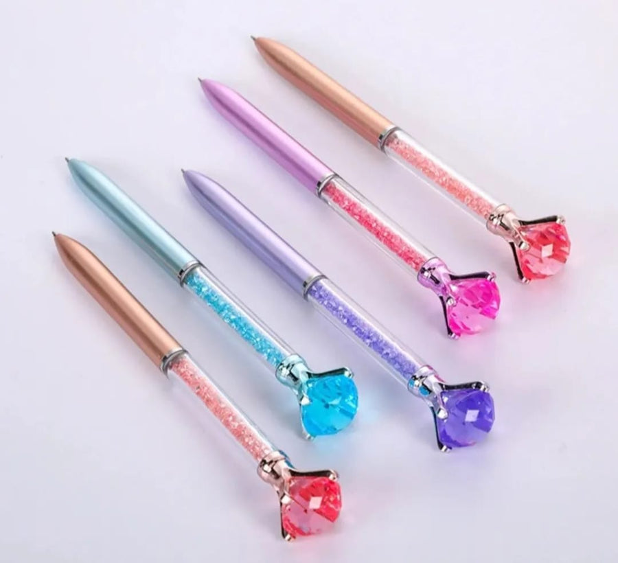 Diamond Ballpoint Pens Elegant Design Smooth Writing Comfortable Grip Durable Build Perfect For Office School And Daily Use (Random Color)