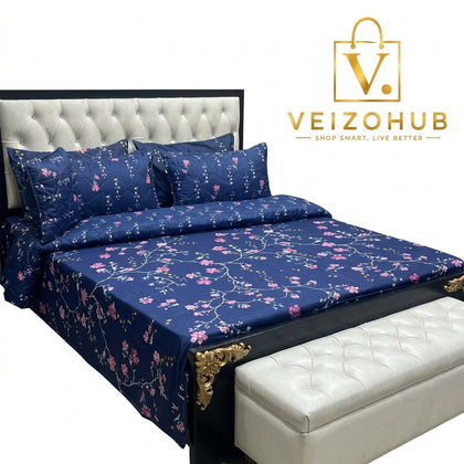 Navy Blue Floral 7Pc Comforter Set