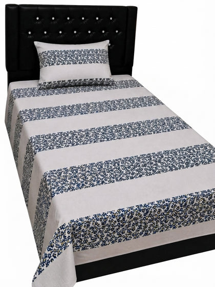 veizohub Elegant Horizontal Floral Patchwork Single Bedsheet Set (1 Bedsheet + 1 Pillow Cover)