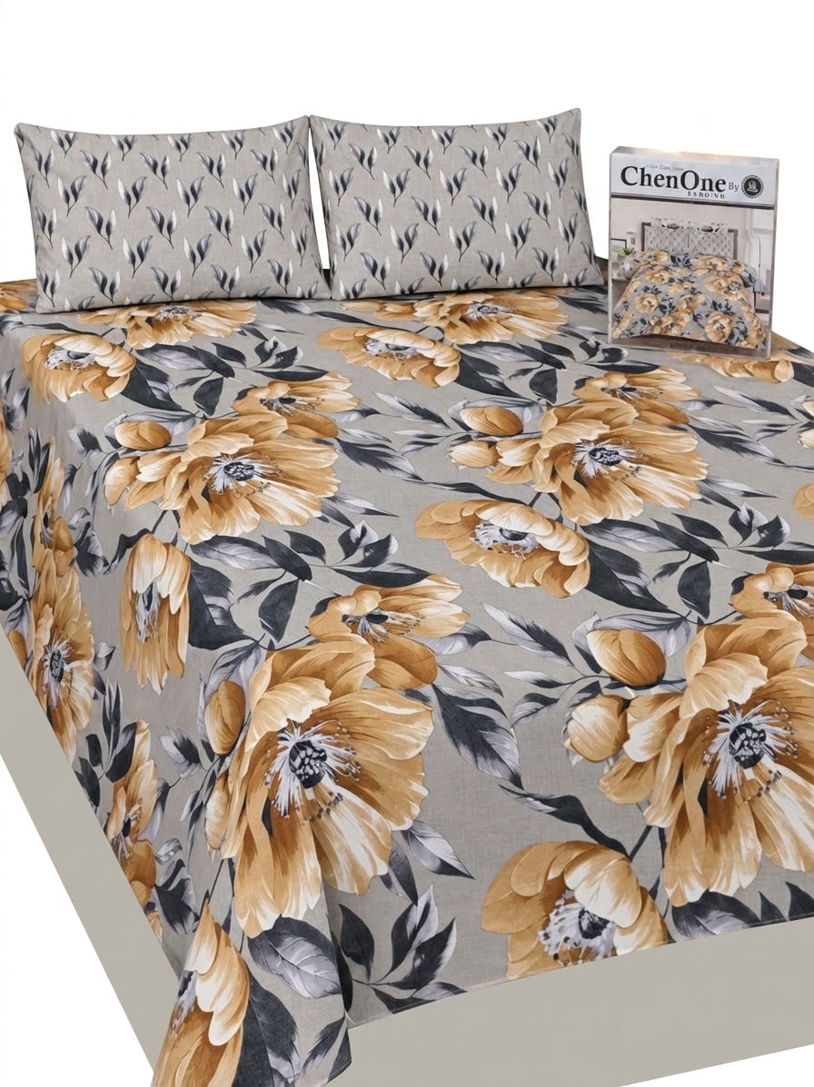 100% Pure Soft Cotton 3-Piece King Size Bedsheet Set with Gift Packaging