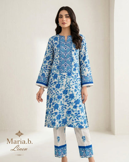 Sapphire Bloom – 3-Piece Unstitched Printed Linen Suit