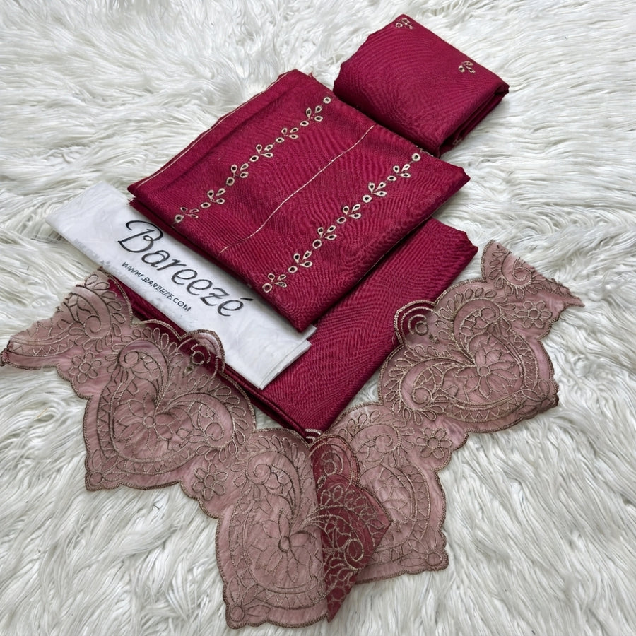 Bareeze Premium Embroidered 2-Piece Dhanak Suit with Front Patch