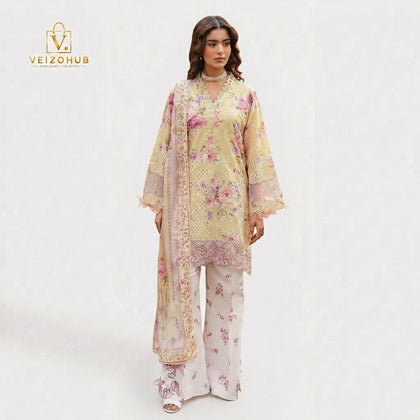 Ramsha Cream Pink 3PC Digital Printed Lawn Suit