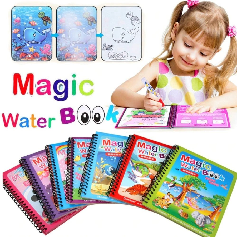 Magic Water Book Painting 5 Pages Drawing Coloring Book With Magic Water Pen ( Random Design )