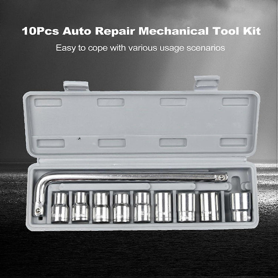 Professional Heavy Duty Socket Wrench Set | 9Pc Tool Kit | 1/2″ Drive | 8‑24mm Metric Sockets + L Wrench