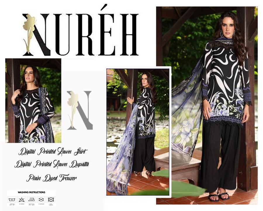 Nureh Digital Printed Lawn 3-Piece Ensemble β Summer Collection