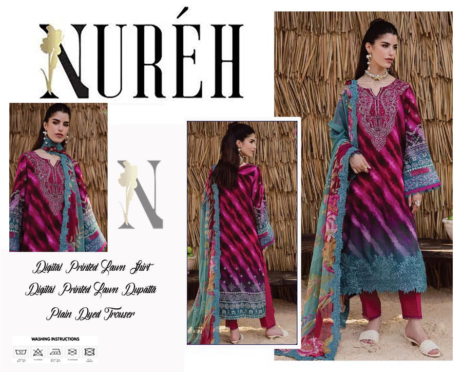Nureh Digital Printed Lawn 3-Piece Ensemble β Summer Collection