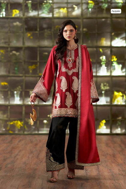 Ethnic Silk Collection 2026 – Premium Embroidered 3-Piece Unstitched Suit