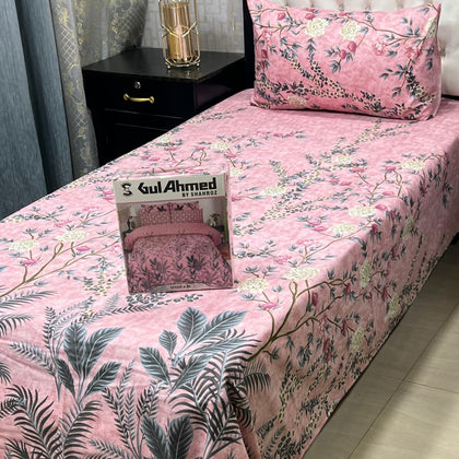 4Pc Bedsheet Set – Pink Botanical Print