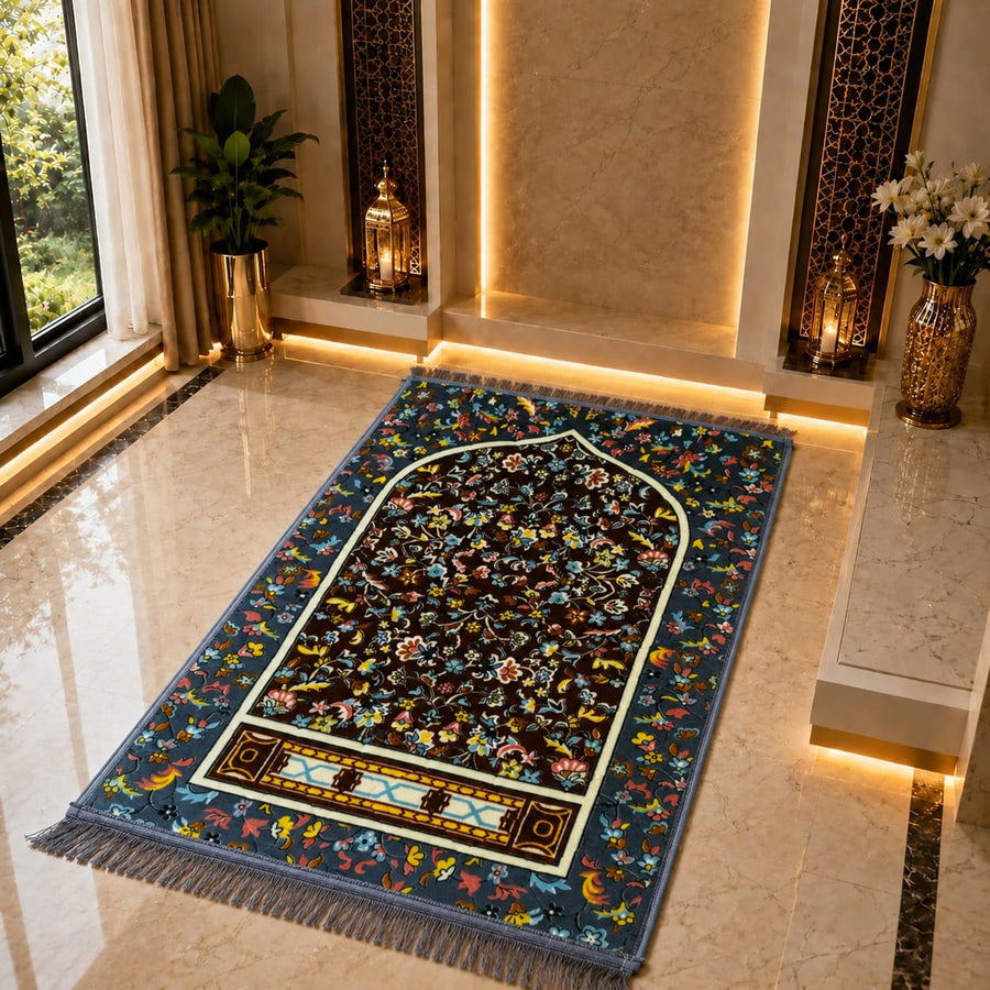 Premium Madina Style Velvet Prayer Mat (Janamaz) โ Hajj & Umrah Collection