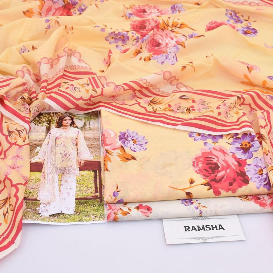 Ramsha Cream Pink 3PC Digital Printed Lawn Suit