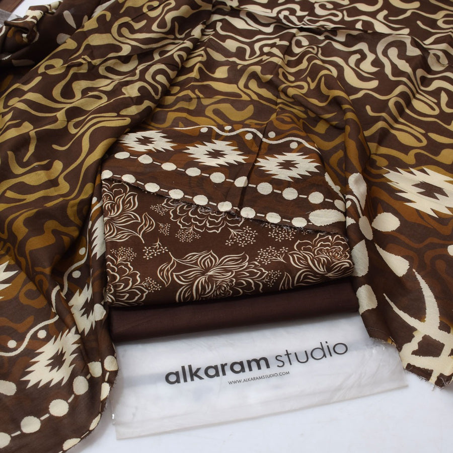 Alkaram Summer Lawn 2026 – Brown Traditional