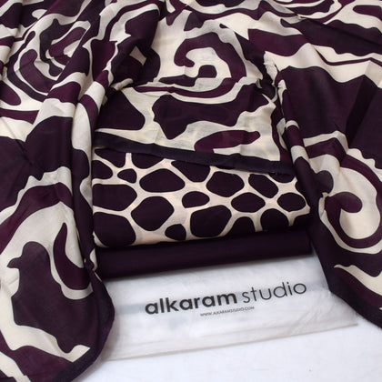 Alkaram Summer Lawn 2026 – Black & White Abstract