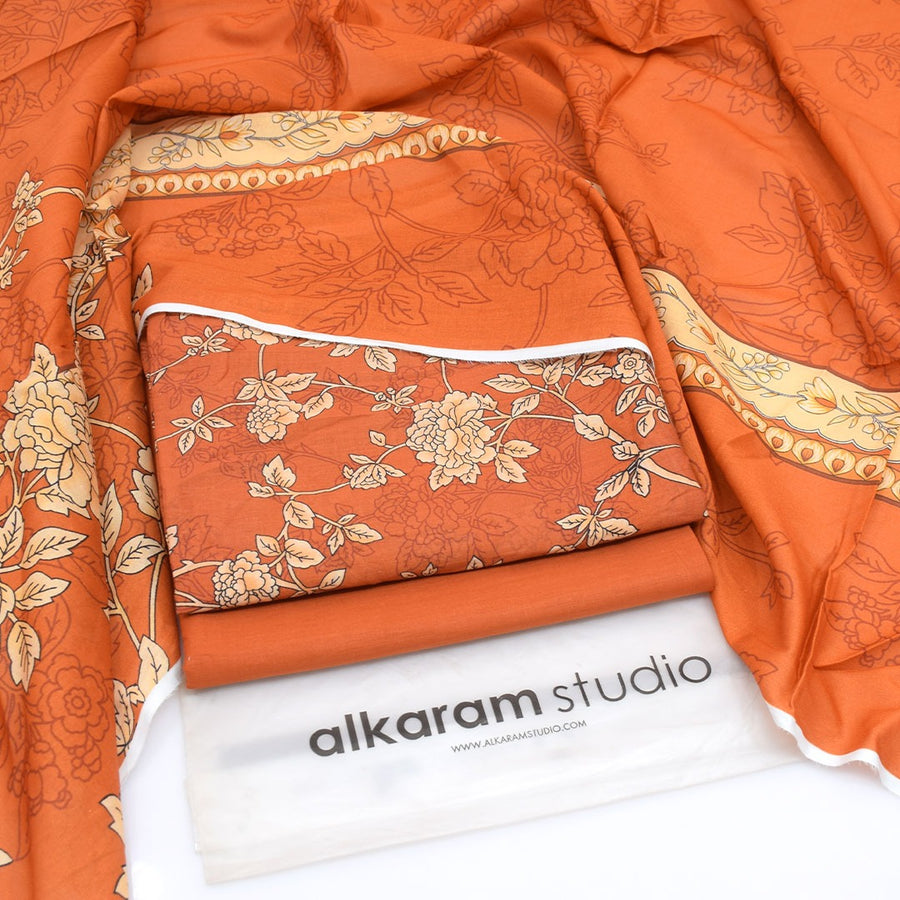 Alkaram Summer Lawn 2026 – Orange Floral