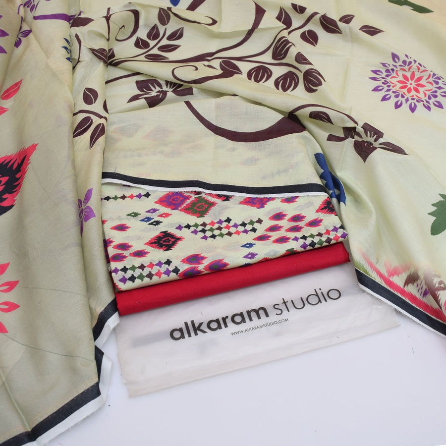 Alkaram Summer Lawn 2026 – Cream Floral