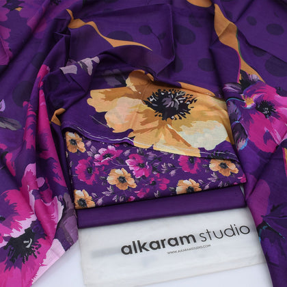 Alkaram Summer Lawn 2026 – Purple Floral Statement