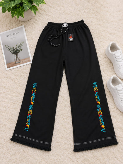 Premium Cotton Embroidered Baggy Pants | Trendy Loose Fit