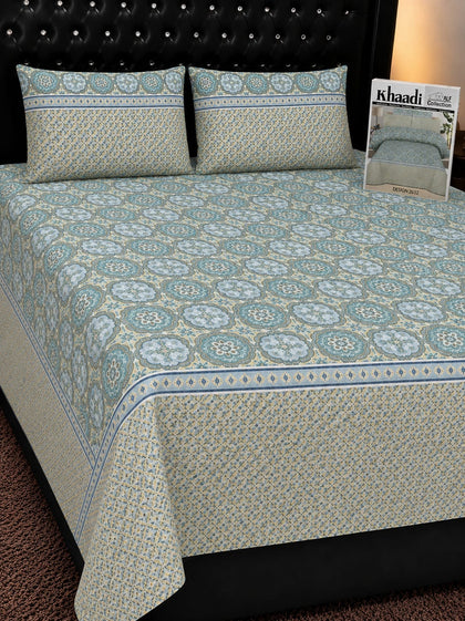 Aqua Green Decorative Pure Cotton Bedsheet Set