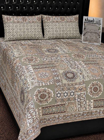 Beige Paisley Pure Cotton Bedsheet Set