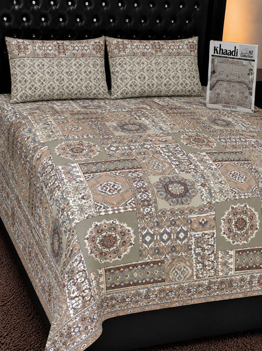 Beige Paisley Pure Cotton Bedsheet Set