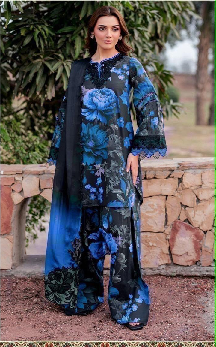 Elegant Black & Berry Floral Printed 3-Piece Suit