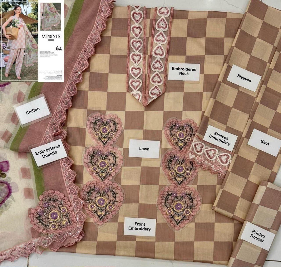 Elegant Pink Checkered Lawn Suit with Floral Dupatta
