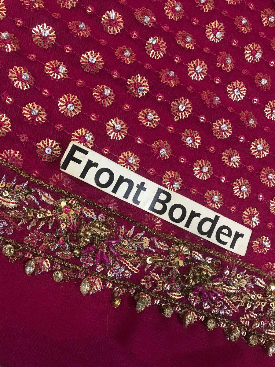 Premium Magenta Festive Wedding Wear – 4-Sided Embroidered Dupatta Edition
