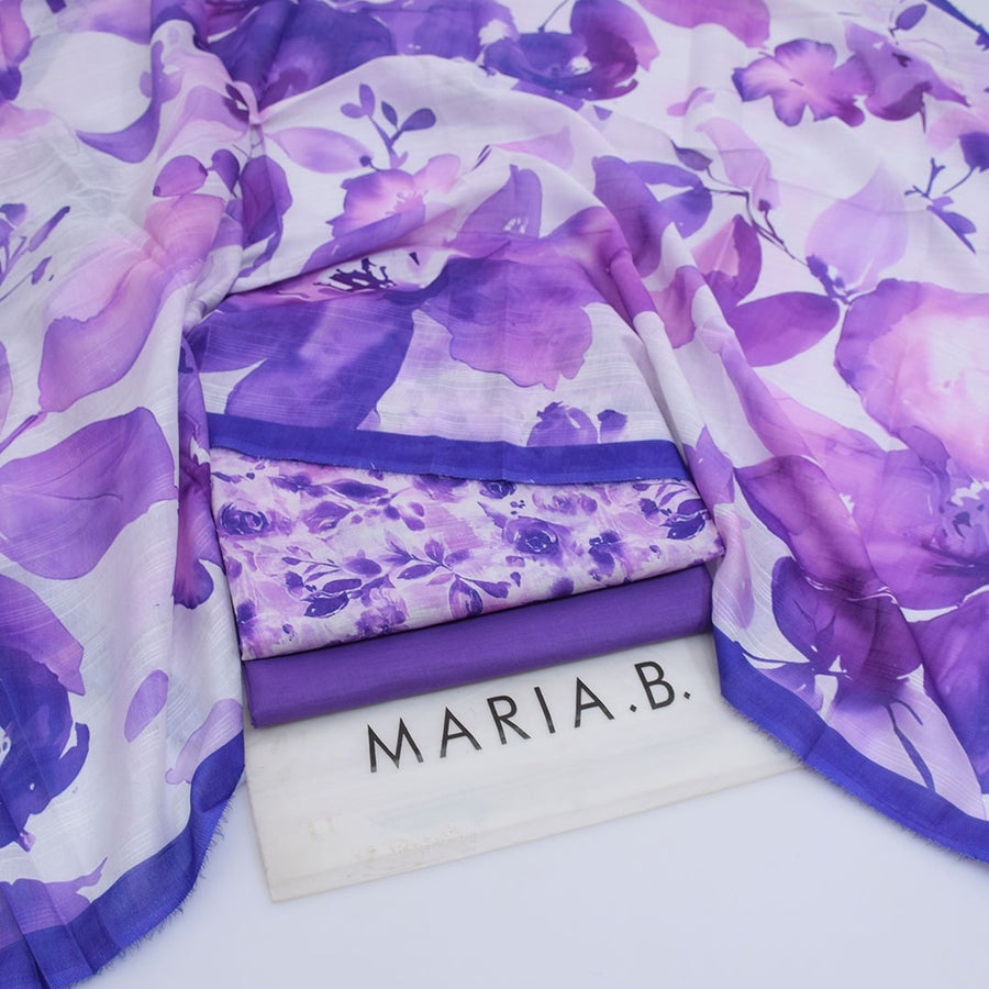 Maria.B Luxury Lawn — Enchanting Lavender Floral Printed 3-Piece Suit