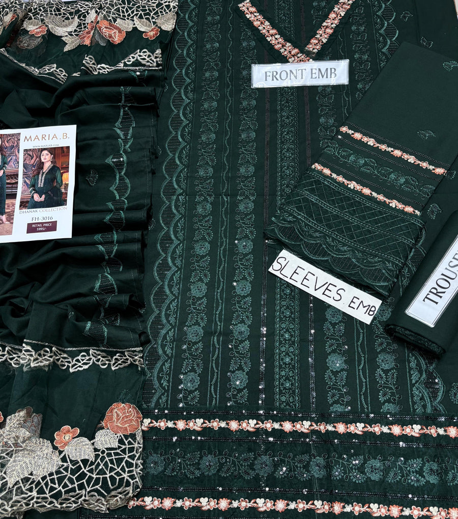 MARIA.B Premium Version 3PC Embroidered Dhanak Suit – Winter Collection 2026/27