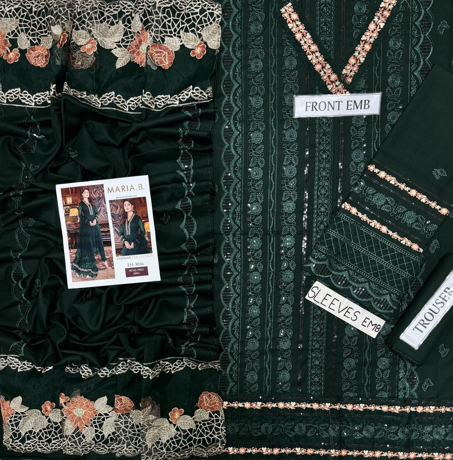 MARIA.B Premium Version 3PC Embroidered Dhanak Suit – Winter Collection 2026/27