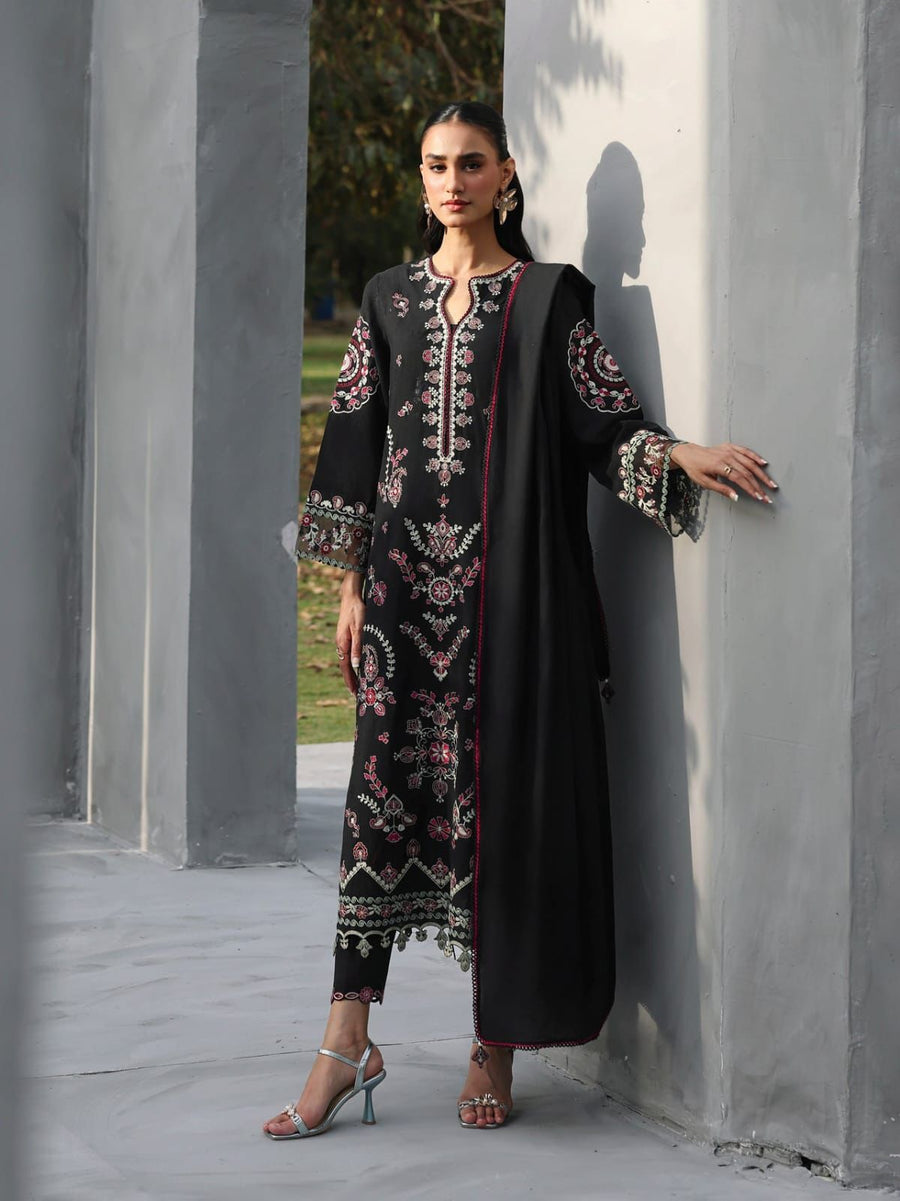 EDENROBE Premium Version 3PC Heavy Embroidered Dhanak Suit – Winter Collection 2026/27