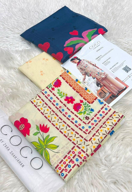 Coco, Orient & Sana Safinaz Lawn 3-Piece Unstitched Collection Vol. 1 – Printed Lawn Voil Dupatta & Cambric Trouser