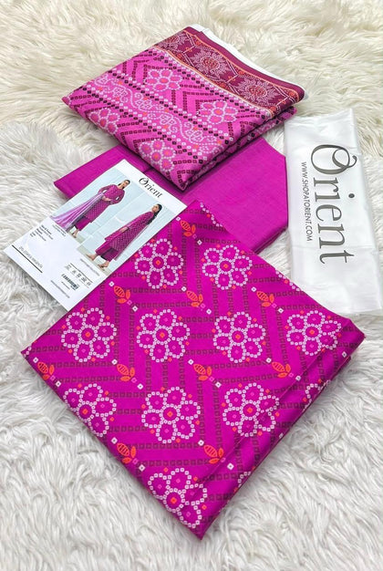 Orient Designer Chunri Lawn 3-Piece Unstitched Suit Vol. 1 – Printed Voil Dupatta & Cambric Trouser