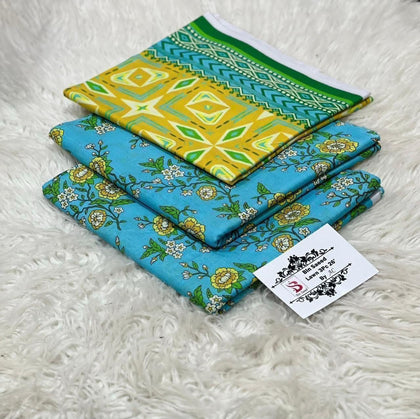 Bin Saeed 3-Piece Printed Lawn Suit with Geometric Border Voil Dupatta
