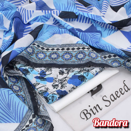 Mix Brands 3-Piece Digital Lawn Collection – 90/70 Quality Lawn with Bandora Dupatta