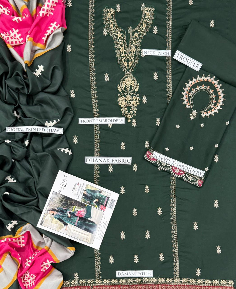 URGE Pure Lawn 3-Piece Embroidered Summer Collection – Black & Pink Designer Suit