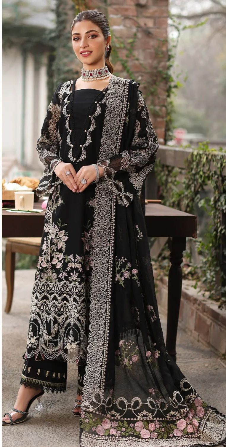 Bin Ilyas Winter Collection – Teal Blue Embroidered Dhanak 3PC Ensemble