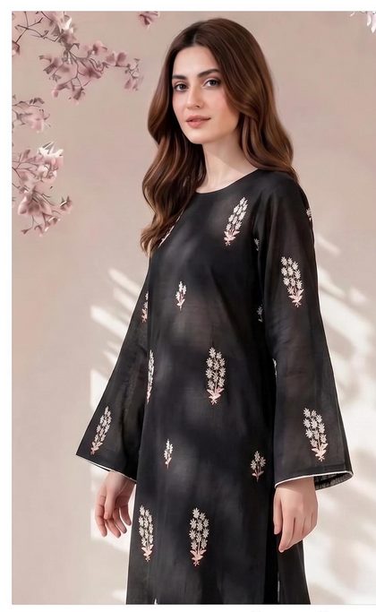 Bareeze Winter Collection 26-27 Airjet Dhanak 2-Piece Black Embroidered Suit