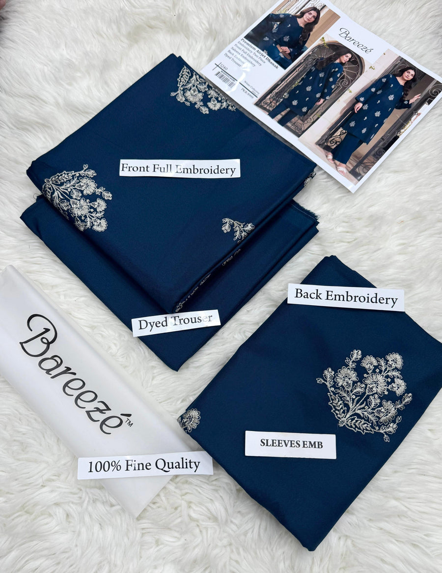 Bareeze Winter Collection 26-27 Airjet Dhanak 2-Piece Navy Blue Embroidered Suit