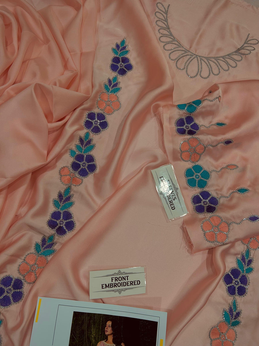 Soft Silk Embroidered 2-Piece Unstitched Kaftan Collection (D# 1216 / 1217)