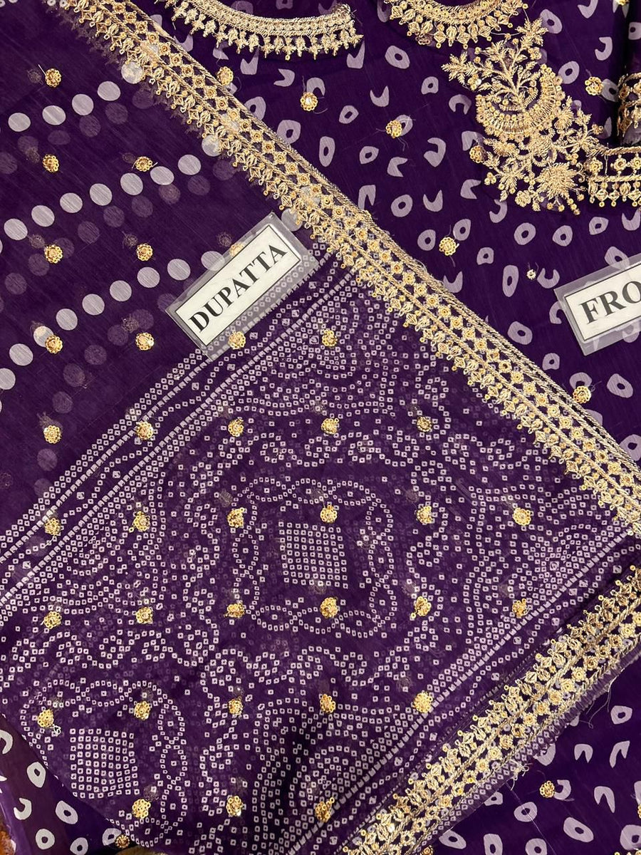 Barooque Embroidered Chiffon SF-625 | 3-Piece Chunari Design Suit