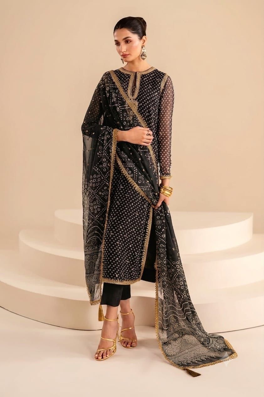 Barooque Embroidered Chiffon SF-625 | 3-Piece Chunari Design Suit