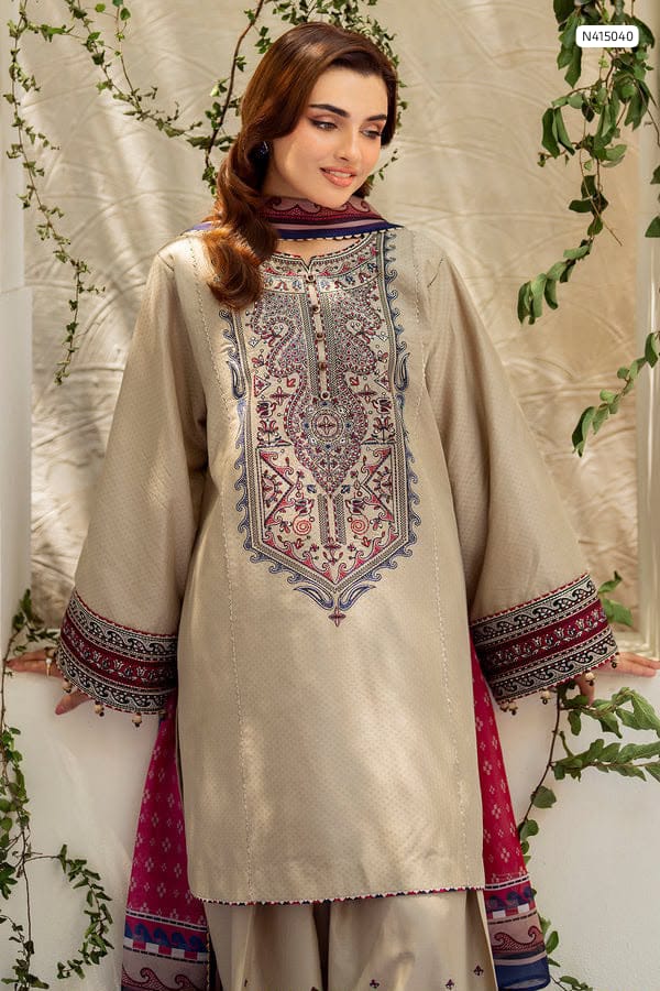 Jazmin Premium Air-Jet Dhanak Embroidered 3-Piece Suit – Winter 2026–27