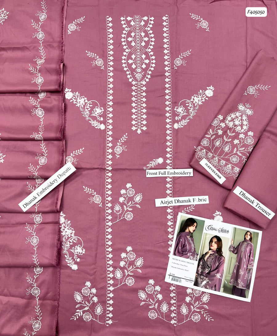Cross Stitch Premium Airjet Dhanak Embroidered 3-Piece Suit – Winter 2026–27
