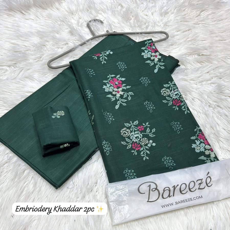 Bareeze Embroidered Khaddar 2-Piece Women's Unstitched Fabric