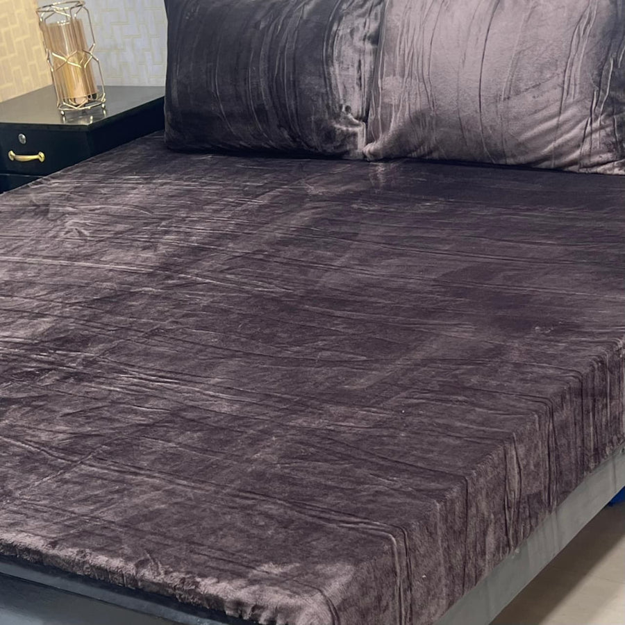 Premium Soft Velvet Fleece King Size Bedsheet with 2 Pillow Covers (95" x 90")